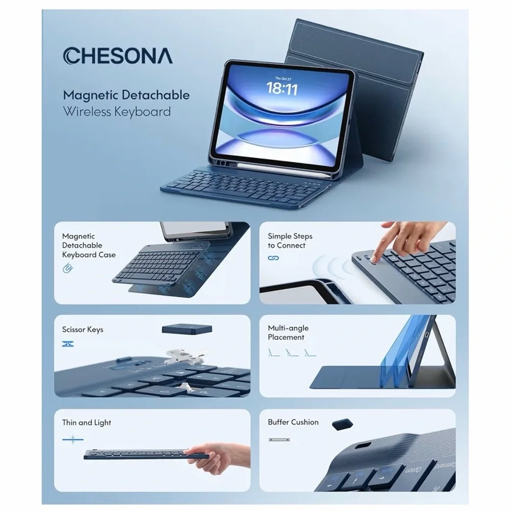 Bluetooth Keyboard Case for iPad iPad (A16) 11th/10th Generation - Picture 9 of 9